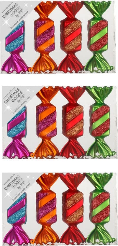 Christmas goods Kersthangers - 12x - snoepjes - gekleurd - 10.5 cm - kerstversiering