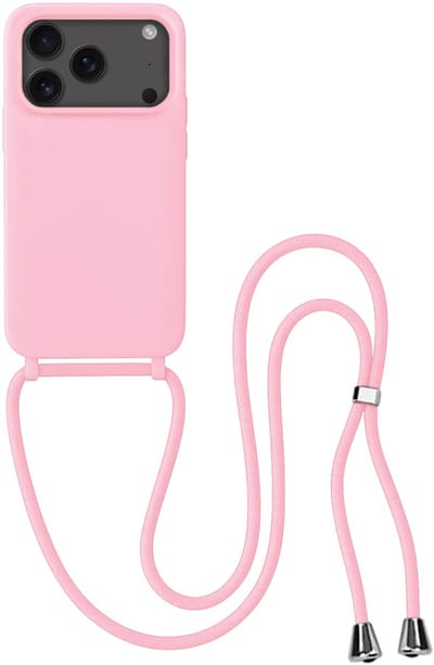 Hoes Geschikt voor iPhone 17 Pro / 18 Pro Hoesje Met Koord - Telefoonhoesje Geschikt voor iPhone 17 Pro / 18 Pro Backcover Met Afneembaar Koord - Lichtroze