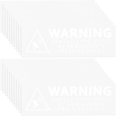 Dailygoods- GPS Tracker Waarschuwing Sticker - 20 Stuks - Zelfklevend - Waterbestendig - Transparant - 75 x 25 mm - Beveiligingsstickers