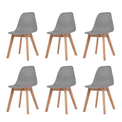 vidaXL - Eetkamerstoelen - 6 - st - kunststof - grijs