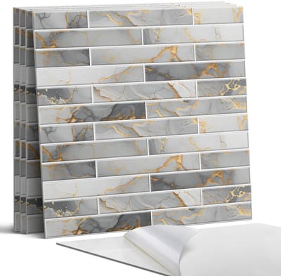 Coloray Wandpanelen Zelfklevend - Elegant marmerpatroon Zelfklevende Wandpanelen - 50 cm x 50 cm - Grijs Wandpaneel PVC - 5 stuks - Texturen Wandpanelen Zelfklevend - Wandpanelen Keuken - Wandpaneel Badkamer