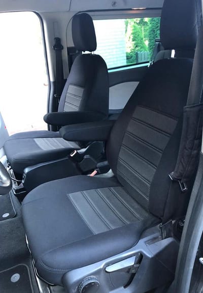 Pasvorm stoelhoezen Ford Transit Custom 2012-2023 (geschikt voor 2 stoelen) - Stof zwart