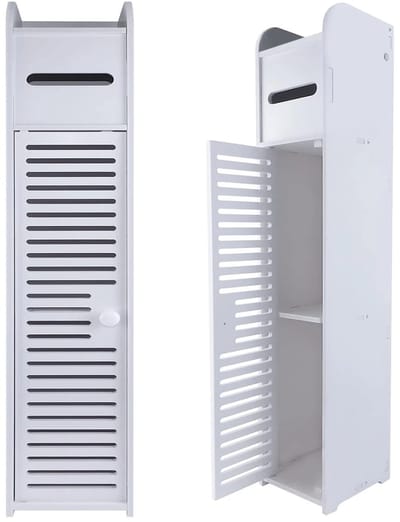 Hutjemutje - badkamerkast - badkamer meubel - multipurpose hoge opbergkast - 2 laags - minimalistisch - PVC - 16x17x81 cm - wit