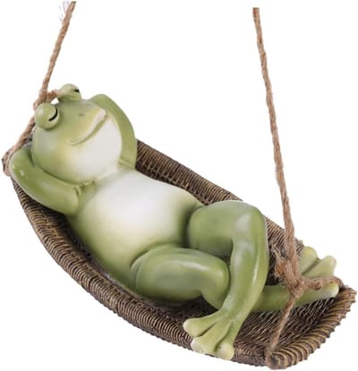 Tuin Hanger - Kikker Ornament - Buiten Decoratie - Ontspannen Schommel Design - 16x8cm - Multicolor
