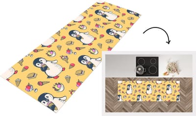 Keukenloper - Loper keuken - IJs - Pinguïn - Pooldieren - Kinderen - Design - 150x50 cm - Keukenloper vinyl