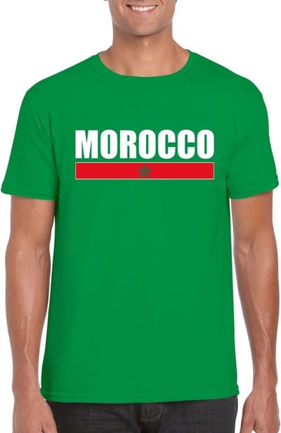 Groen Marokko supporter t-shirt voor heren - Marokkaanse vlag shirts S