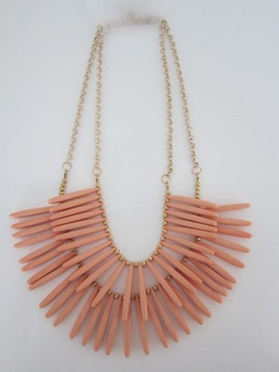 ZoeZo Design - Kralen - ketting - 2 delig - met sluiting - verstelbaar - lengte (enkel gemeten) - 25 cm - zalm - goud
