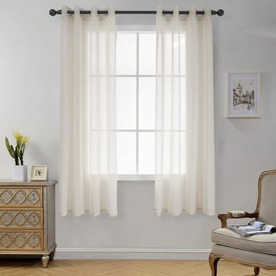 Dailygoods- Voile Gordijn - Set van 2 - H 160 x B 140 cm - Polyester - Inslagringen - Moderne Raambehandeling - Linnen Look - Raamgordijn