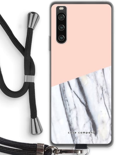 Case Company® - Hoesje met koord geschikt voor Sony Xperia 10 IV hoesje met Koord - A touch of peach - Telefoonhoesje met Zwart Koord - Bescherming aan alle Kanten en Over de Schermrand