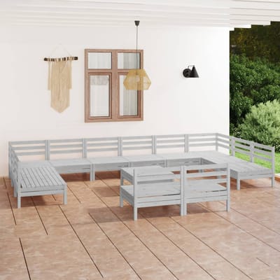 vidaXL - 13-delige - Loungeset - massief - grenenhout - wit