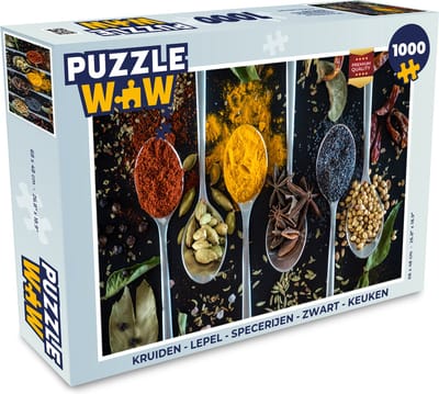 Puzzel Kruiden - Lepel - Specerijen - Zwart - Keuken - Legpuzzel - Puzzel 1000 stukjes volwassenen