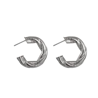 Go Dutch Label Oorring Gedraaid Bewerkt Zilver E1425-1