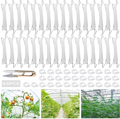 Tomatenhaken met koord, 32 stuks tomatenhaken van metaal met 32 plantengespen en 15 m touw, voor hangende tomaten en komkommers
