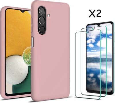 Hoesje Geschikt Voor Samsung Galaxy A13 5G / A04s hoesje silicone soft back cover - met Screenprotector 2 PACK – Licht Roze