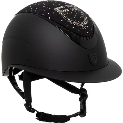 Equestro Cap Rhinestone Logo Polo Klep-Zwart-52-54