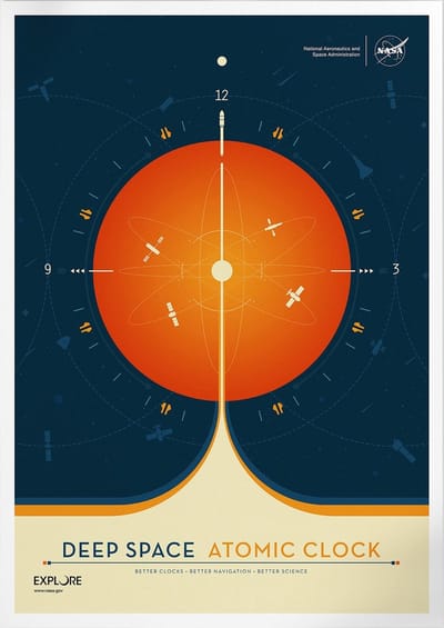 Deep Space Atomic Clock (Orange) | Space, Astronomie & Ruimtevaart Poster | A3: 30x40 cm