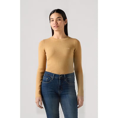 Levi's Rib Crew Sweater Tan Rib Maat: S | Gebreide Truien Outlet | Dames | Beige