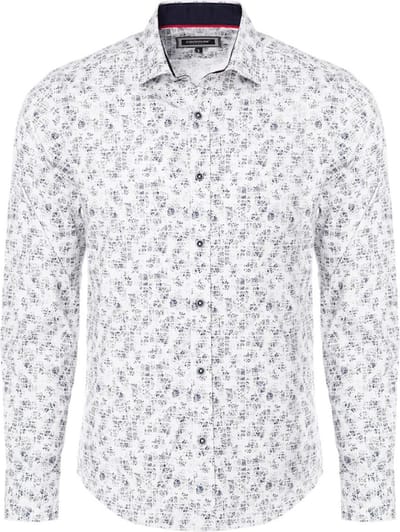 Carisma Wit Overhemd Lange Mouw Met Blauwe Print 8562 - XXL