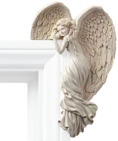 carmdering - Deurkozijn Decoratie - Engelenornament - Hoekengel - Hars, handgeschilderd, vintage, zelfklevend, weerbestendig - Voor woonkamer & slaapkamer - Ideaal housewarming cadeau