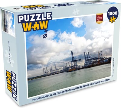 Puzzel Panamakanaal met kranen op achtergrond in Noord-Amerika - Legpuzzel - Puzzel 1000 stukjes volwassenen