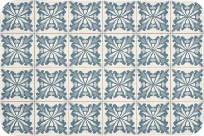 Badmat 90x60 cm - Antislip - Dessin - Tegel - Blauw - Badmatten voor badkamer - Badkamermat - Douchemat - Badkamer mat