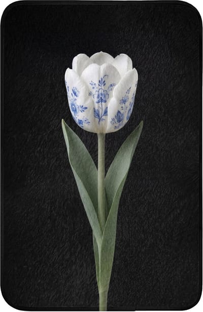 WC mat 40x60 cm - Antislip - Tulp - Patroon - Blauw - Toiletmat - Vloermat - Douchemat - Toilet tapijt - Toiletmatten