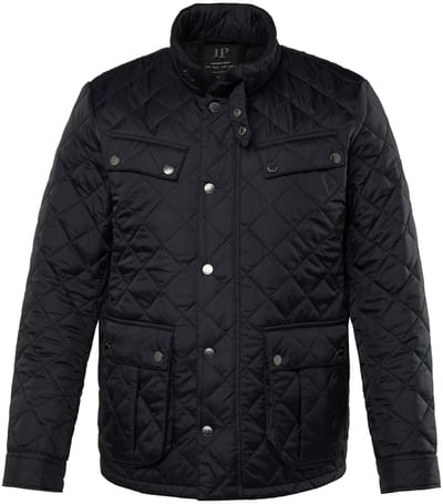 JP 1880 - Heren - Gewatteerde jas opstaande kraag veel zakken - Zwart - Maat 3XL
