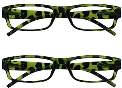 Lichtgewicht Groene Schildpad Leesbrillen 2 Stuks - Comfortabel voor Mannen en Vrouwen - +2,50