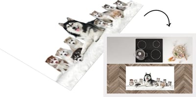 Keukenloper - Loper keuken - Moeder met puppy's - 120x60 cm - Keukenloper vinyl