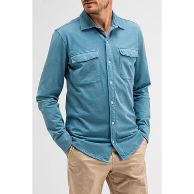 Butcher of Blue Finn Pocket Jersey Overshirt Lagoon Blue Größe: S | Casual hemden Outlet | Herren | Blau
