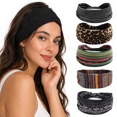 BOTC Haarband - 6 Stuks Vouwen Haarbanden Set - Dames haarbanden - 23*10CM - 6 kleuren mixen - Sport Yoga Haarbanden