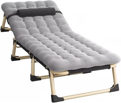 Campingbed - Opvouwbaar bed - Buiten ontspannen - 4 standen verstelbaar - 190 x 70 cm - Grijs