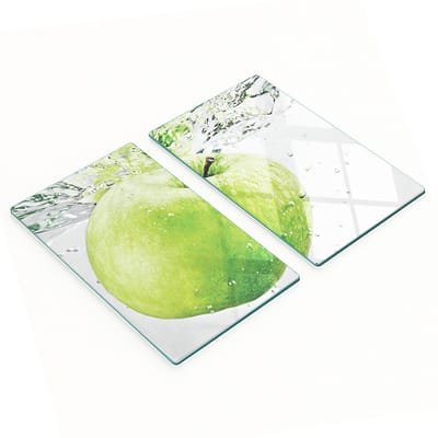 Decoratieve glazen snij- en serveerplanken Apple Water 2x30x52 cm