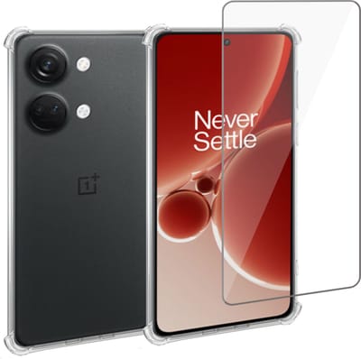 Hoesje geschikt voor OnePlus Nord 3 + Screenprotector – Gehard Glas Cover + Shock Proof Case – Transparant
