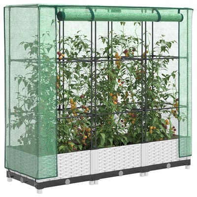 vidaXL - Plantenbak - verhoogd - met - kashoes - 120x40x123 - cm - rattanlook