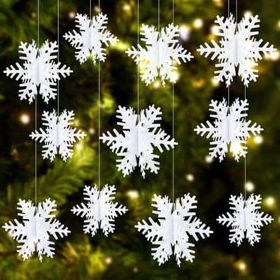 24 Stuks 3D Kerstdecoraties Witte Sneeuwvlokken voor Kerstboom Hangen en Versieren met Sneeuwvlokken Decoratie