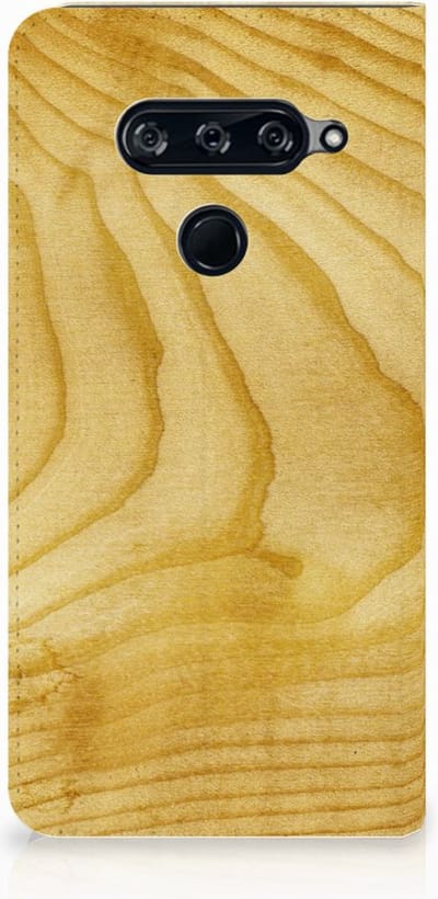 LG V40 Thinq Book Wallet Case Licht Hout