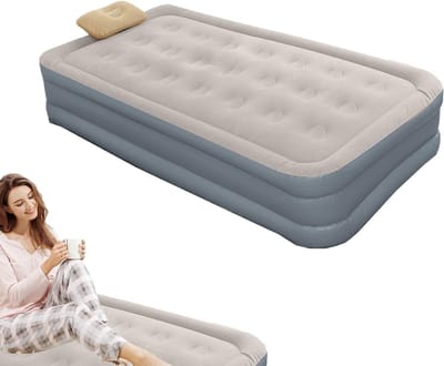 Luchtbed met Pomp - Opblaasbaar Matras - Kamperen en Reizen - Geïntegreerde Pomp - Twin formaat - Grijs