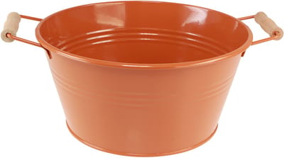 Decoratieve schaal met handvatten, metaal, oranje-bruin, Ø29 cm, H14,5