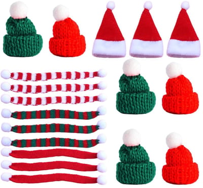 Dailygoods- Kerstmutsen 18 Stuks - Mini-Kerstsjaals - Creatieve Decoratie - Hoogwaardig Textiel - Perfect voor Feestdagen - Diverse Maten - Kerstdecoratie