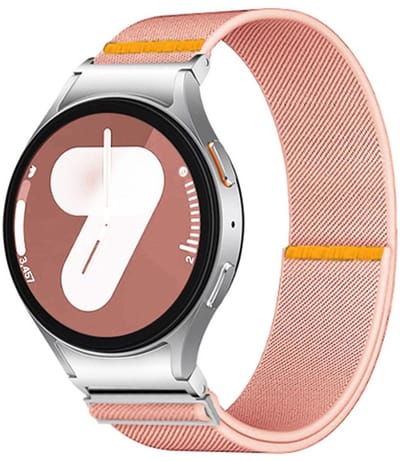 Nylon loop bandje - geschikt voor Samsung Galaxy Watch 7 (40 & 44mm) / Watch 6 (Classic) / Watch 5 (Pro) / Watch 4 (Classic) / Watch FE - met easy pin - roze