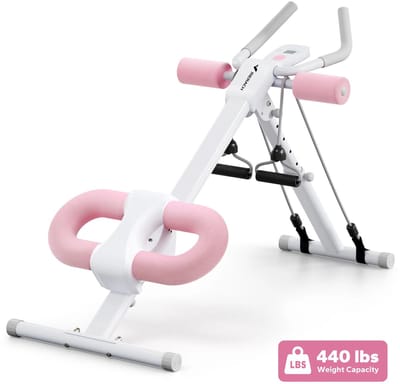 LUMÉ STORE Buikspiertrainers - Fitness Apparaat - Pilates Board - Yoga - Verstelbaar - Kniebescherming - Opvouwbaar - Roze