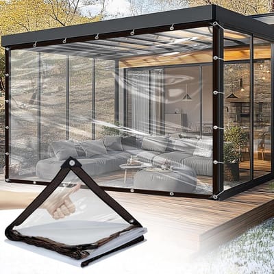 Dekzeil - Doorzichtig - voor Buiten - 2m x 4m - Ogen 10 mm - Transparant Zeil - Regenbescherming - Waterdicht - UV-Bestendig - luchtdicht Zeil - met Inslagringen