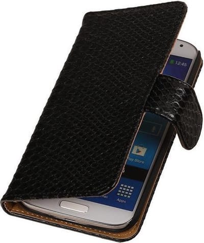 Samsung Galaxy Core Prime Snake Slang Bookstyle Wallet Hoesje Zwart - Cover Case Hoes