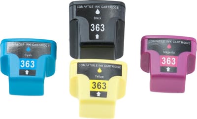 KATRIZ® huismerk ink HP363 Zwart + HP363 Cyaan + HP363 Magenta + HP363 Geel | voor HP PhotoSmart 3210/3210/3300/3310/8250 | 4 stuks