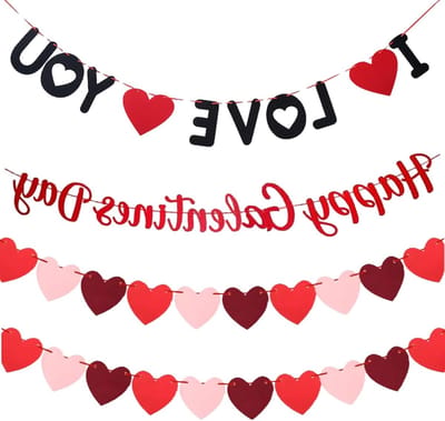 Valentijnse Vlaggenset - Hart Banner - Romantische Decoraties - DIY Ontwerp - 50 x 300 cm - Rood Roze Bordeaux