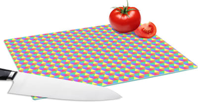 Glazen Snijplank - 28x20 - Hexagon - Regenboog - Patroon - Snijplanken Glas