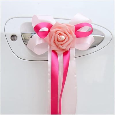 Strik en lint, 6 stuks auto strikken bloemen versiering decoratie for bruiloft auto achteruitkijkspiegel deurgreep stoel terug bloem decoratie bruiloft arrangement 2#