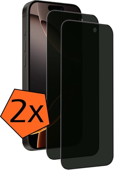 Screenprotector - 2 Stuks - Geschikt voor Apple iPhone 16 Pro - Privacy Filter - Gehard Glas - Beschermglas - Tempered Glass - Screen Protector