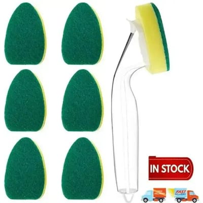 7 Stuks Heavy Duty Afwasborstel met Spons Navullingen Vervangende Koppen voor Keuken Spoelbak Schoonmaken Afwas Spons yellow